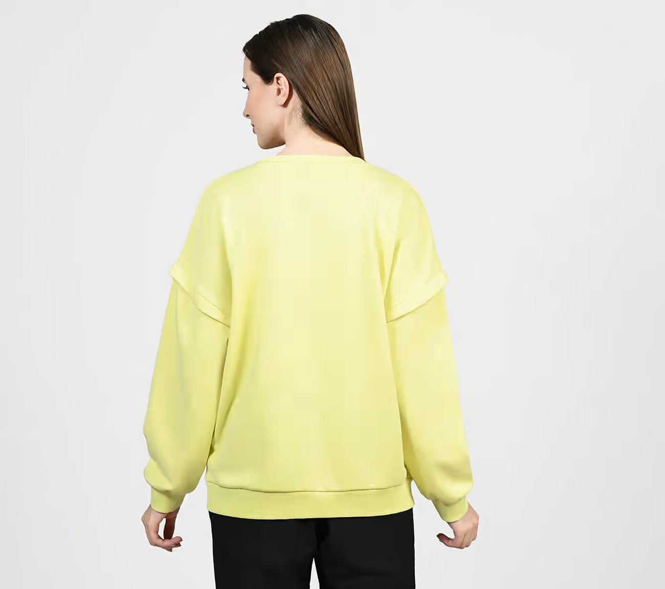 OASIS LAYERED SLEEVE SWEATSHIRT, LIGHT YELLOW Apparel Left View