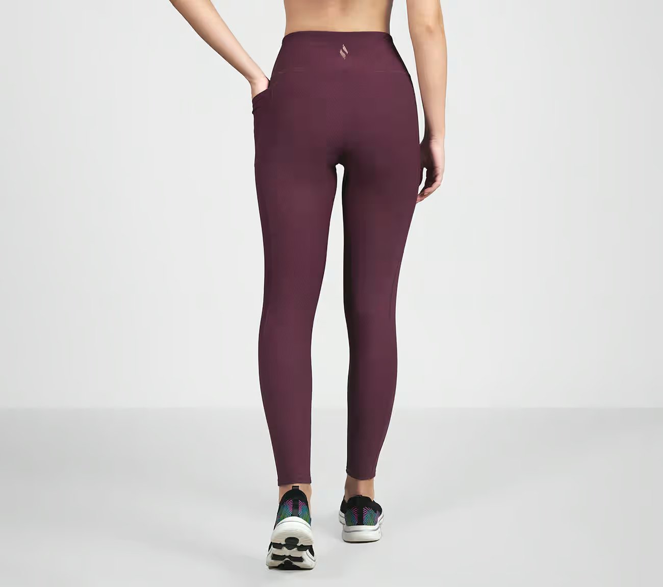 GOFLEX RIB FL HW LEGGING, BURGUNDY/PINK Apparel Left View