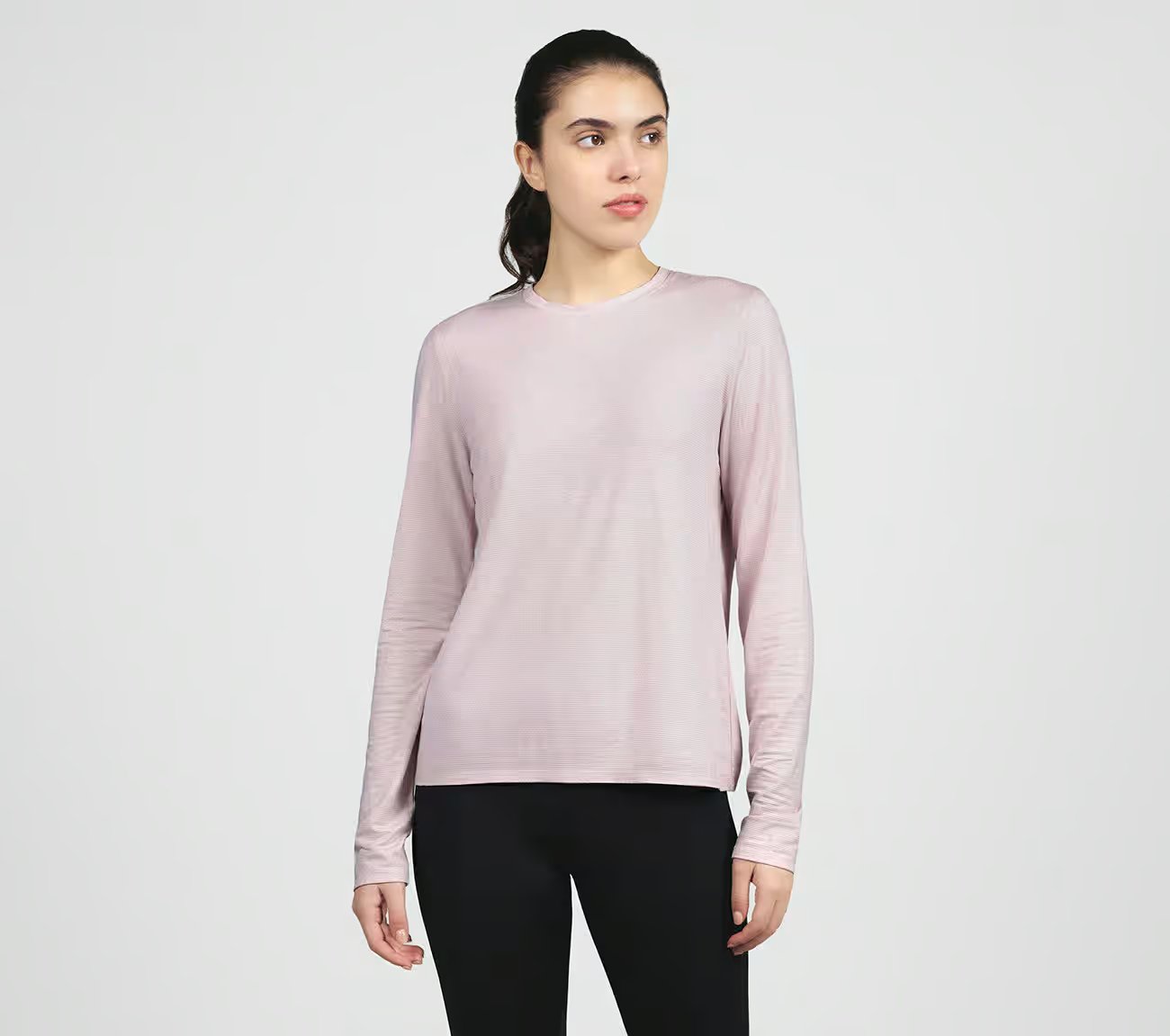 SHIMMER STRIPE LONG SLEEVE, LAVENDER/PINK Apparel Lateral View