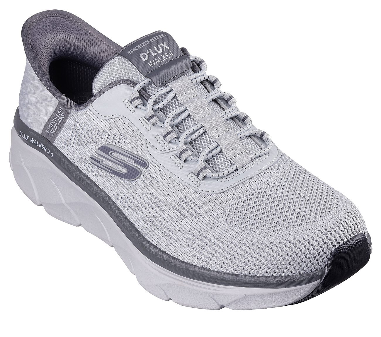 SKECHERS SLIP-INS RF: D'LUX WALKER 2.0 - REZINATE, GREY Footwear Right View