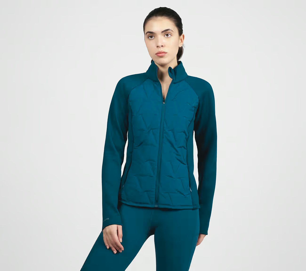 GOSHIELD HYBRID PERFORMANCE JACKET, TEAL/NAVY Apparel Lateral View