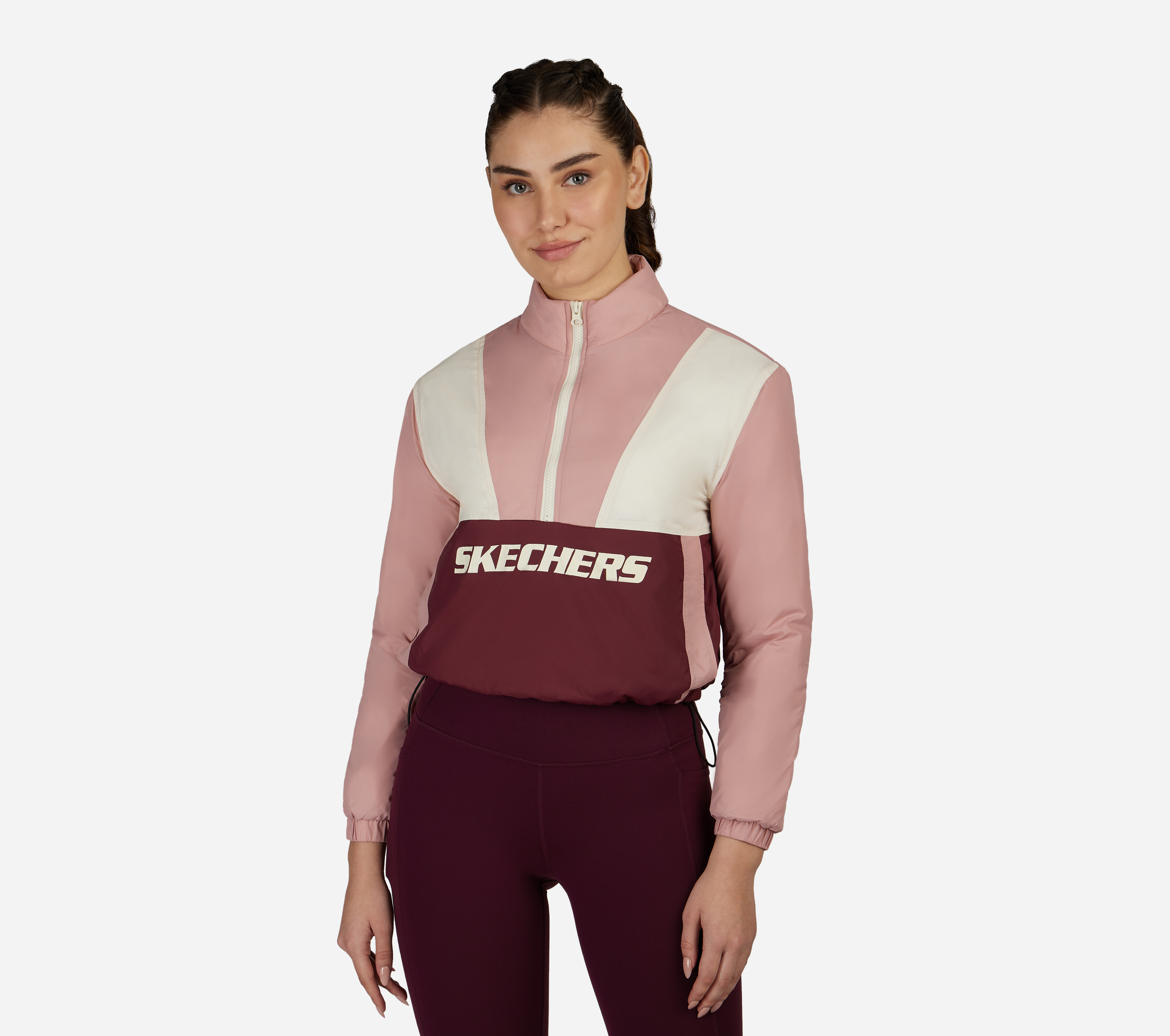 COLORBLOCK 1/2 ZIP JACKET, BURGUNDY/PINK Apparel Lateral View