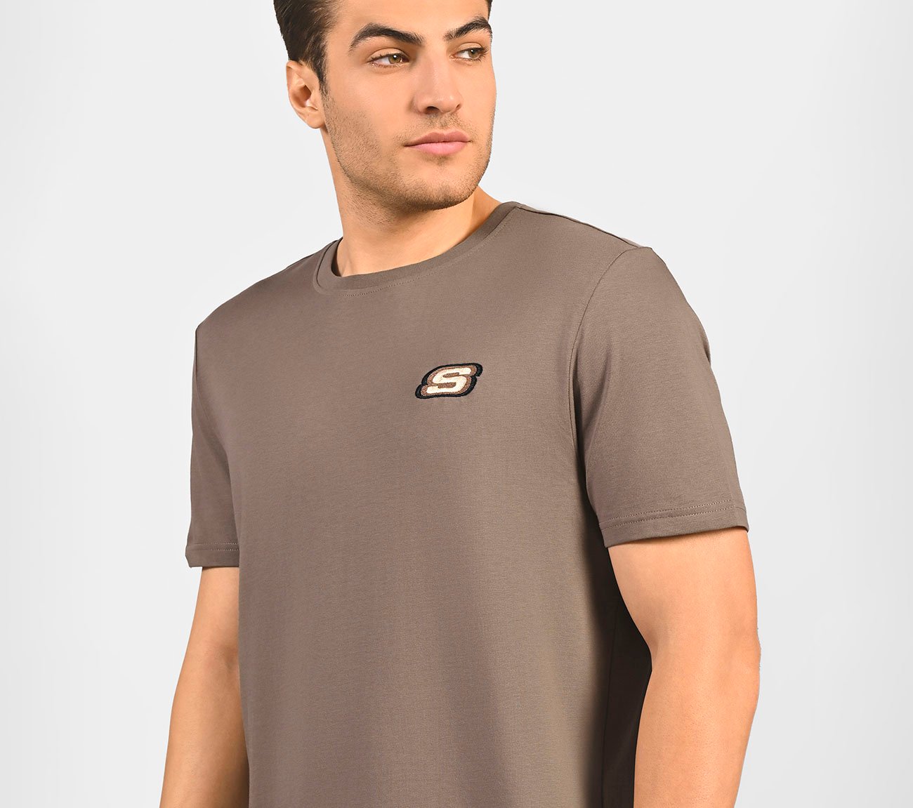 MENS BASIC LOGO  CREW NECK, BROWN Apparel Right View