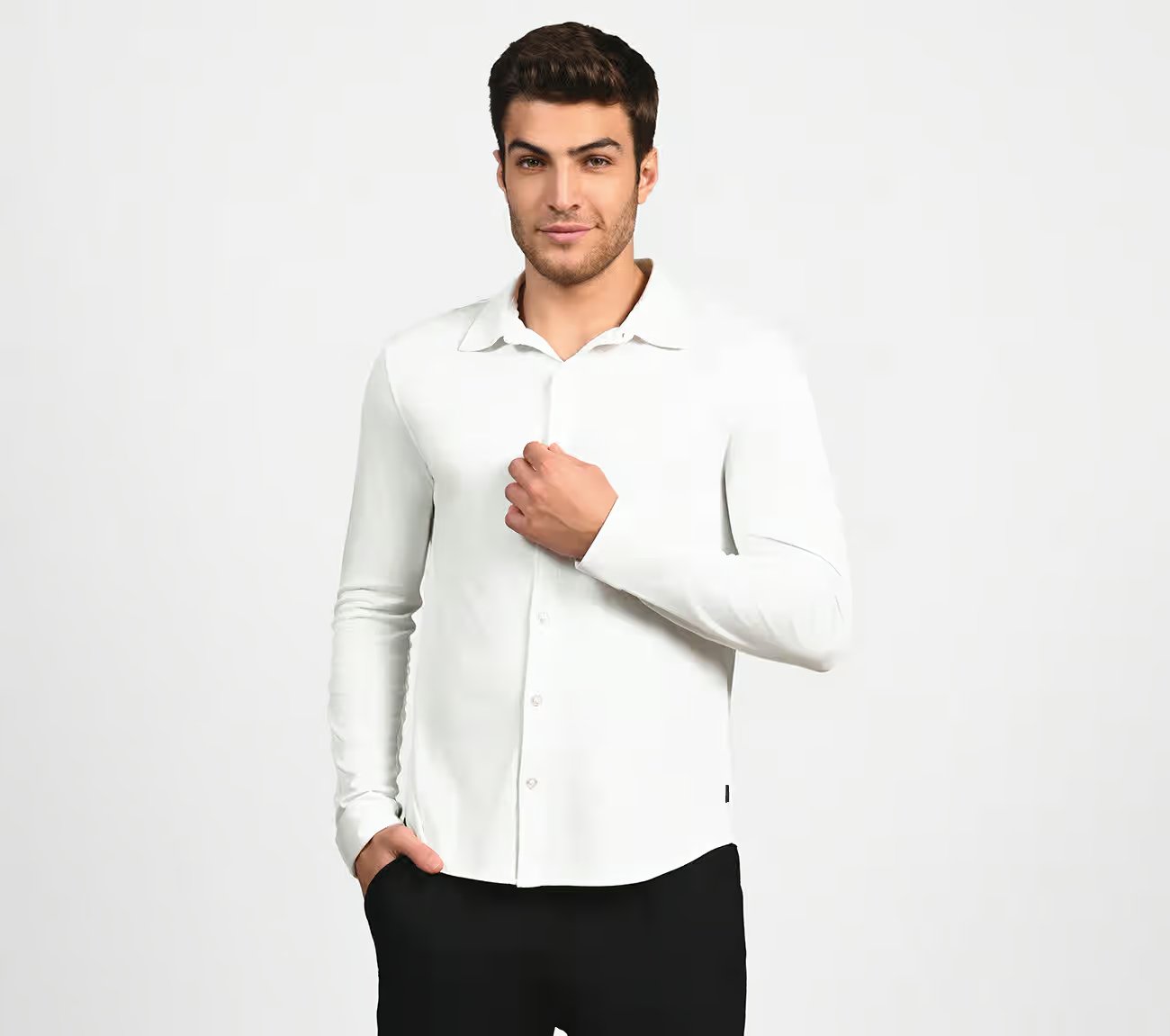 SKECHERS OFF DUTY BUTTON DOWN, WWWHITE Apparel Lateral View