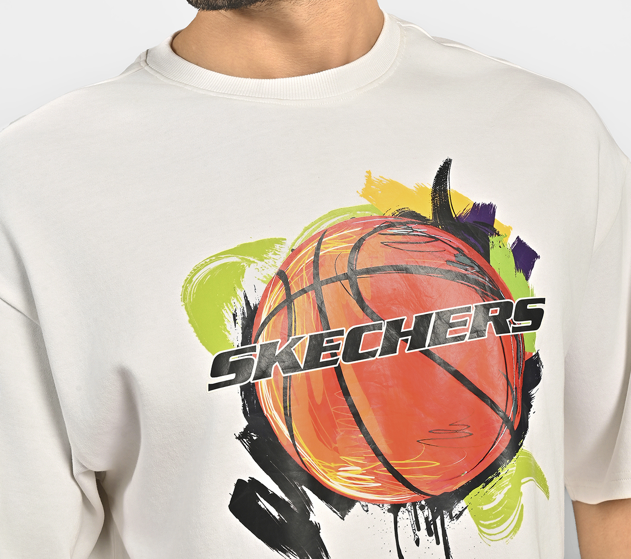 BASKETBALL GRAPHIC T-SHIRT, WHITE Apparel Bottom View