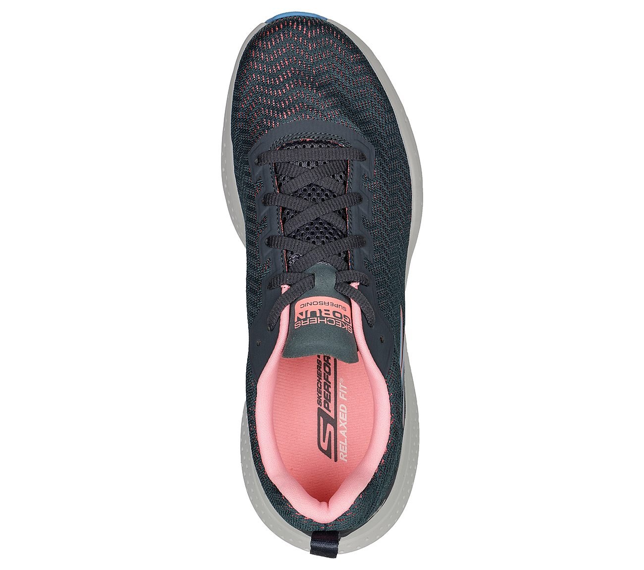 GO RUN SUPERSONIC, CHARCOAL/PINK Footwear Top View