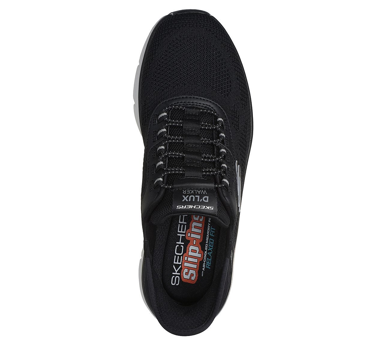 SKECHERS SLIP-INS RF: D'LUX WALKER 2.0 - REZINATE, BLACK Footwear Top View