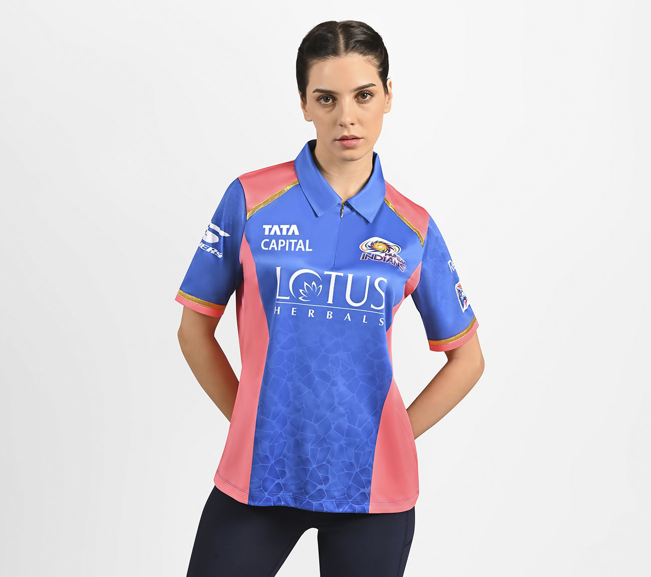 MUMBAI INDIANS: WPL FAN JERSEY 2025, NVY/WHT/LT. BLUE Apparel Lateral View