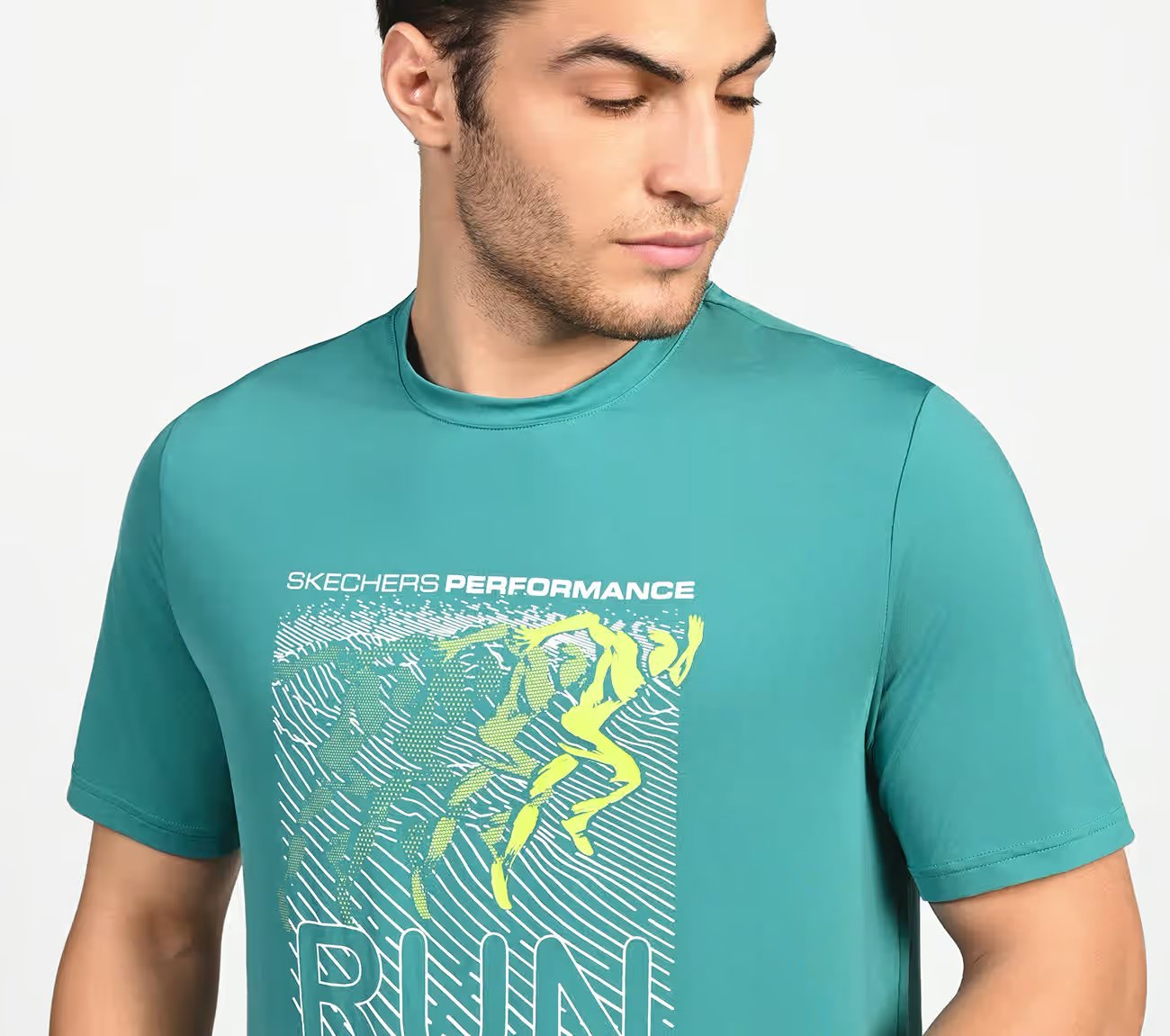 FIRFLY RUN TEE, LAVENDER/TURQUOISE Apparel Right View