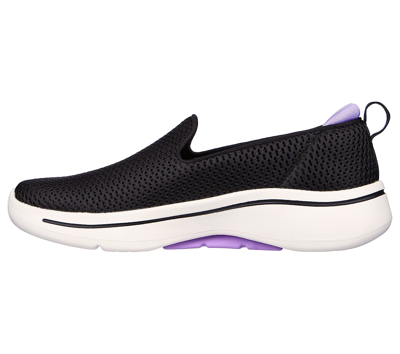 GO WARK ARCH FIT - HAZEL, BLACK/LAVENDER Footwear Left View