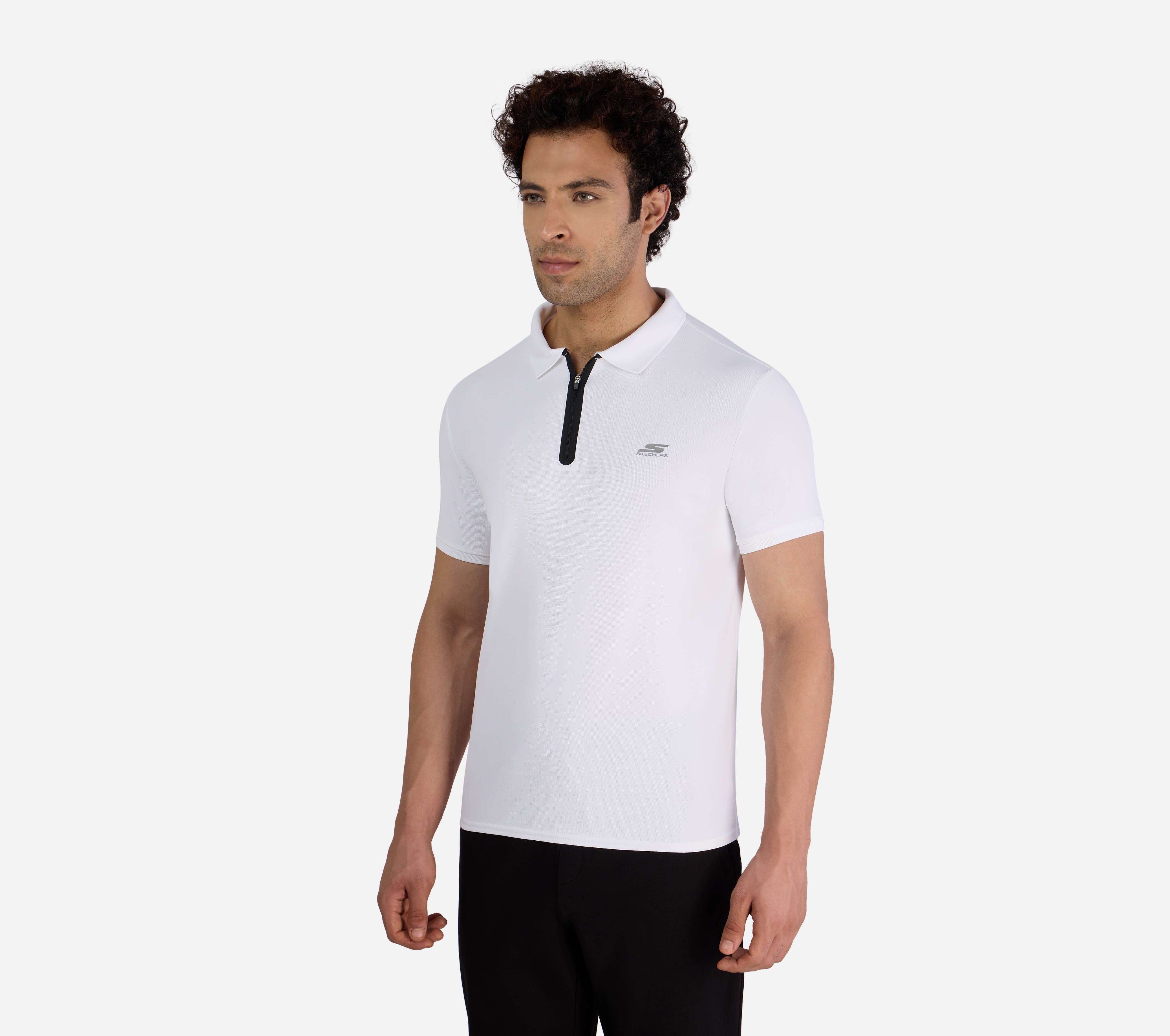 MENS 1/4 ZIP POLO, WHITE Apparel Top View