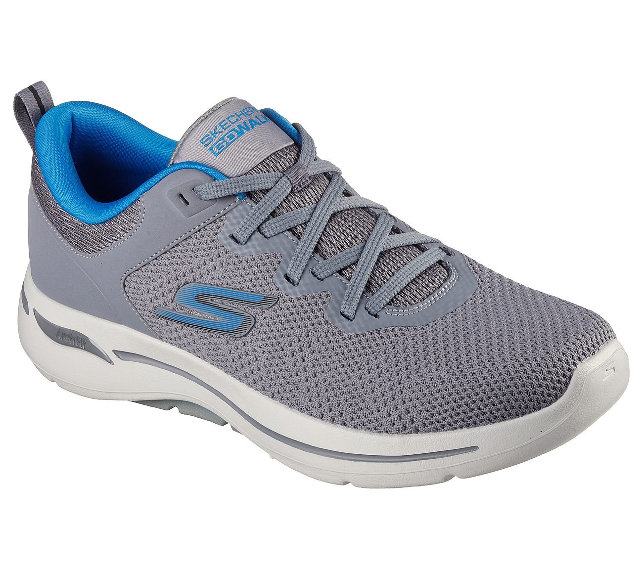 Skechers Grey Go Walk Arch Fit Clinton Mens Lace Up Shoes Style ID ...