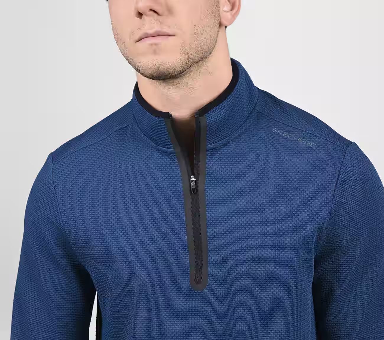 SKECH-KNITS BURST 1/4 ZIP, ROYAL Apparel Right View