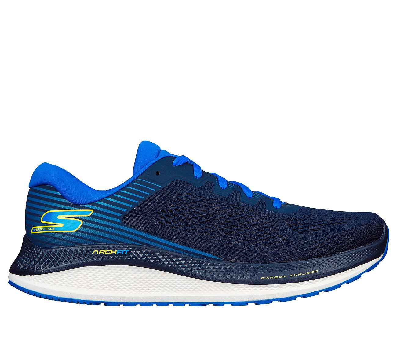 GO RUN PERSISTENCE, BLUE/YELLOW Footwear Lateral View