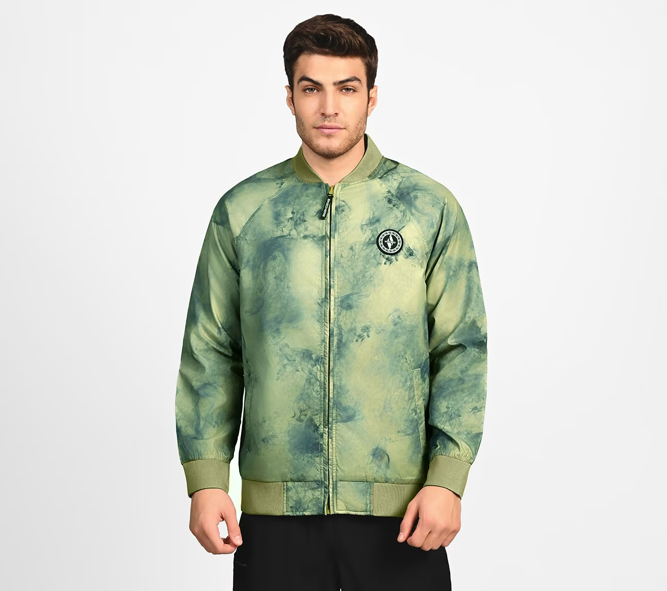 OASIS SMOKE BOMBER JACKET, LIGHT GREY/GREEN Apparel Lateral View