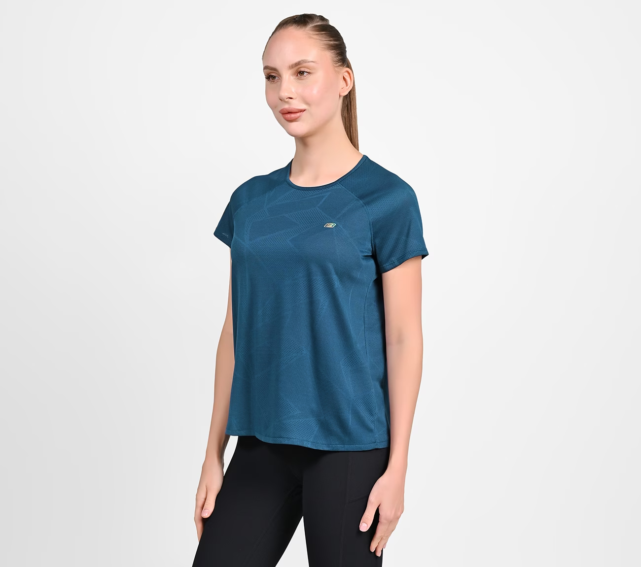 RAGLAN SLEEVE WITH OVERLAP BACK T-SHIRT, NAVY Apparel Top View