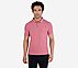 MENS PERFORMANCE POLO, CHARCOAL/CORAL Apparel Lateral View