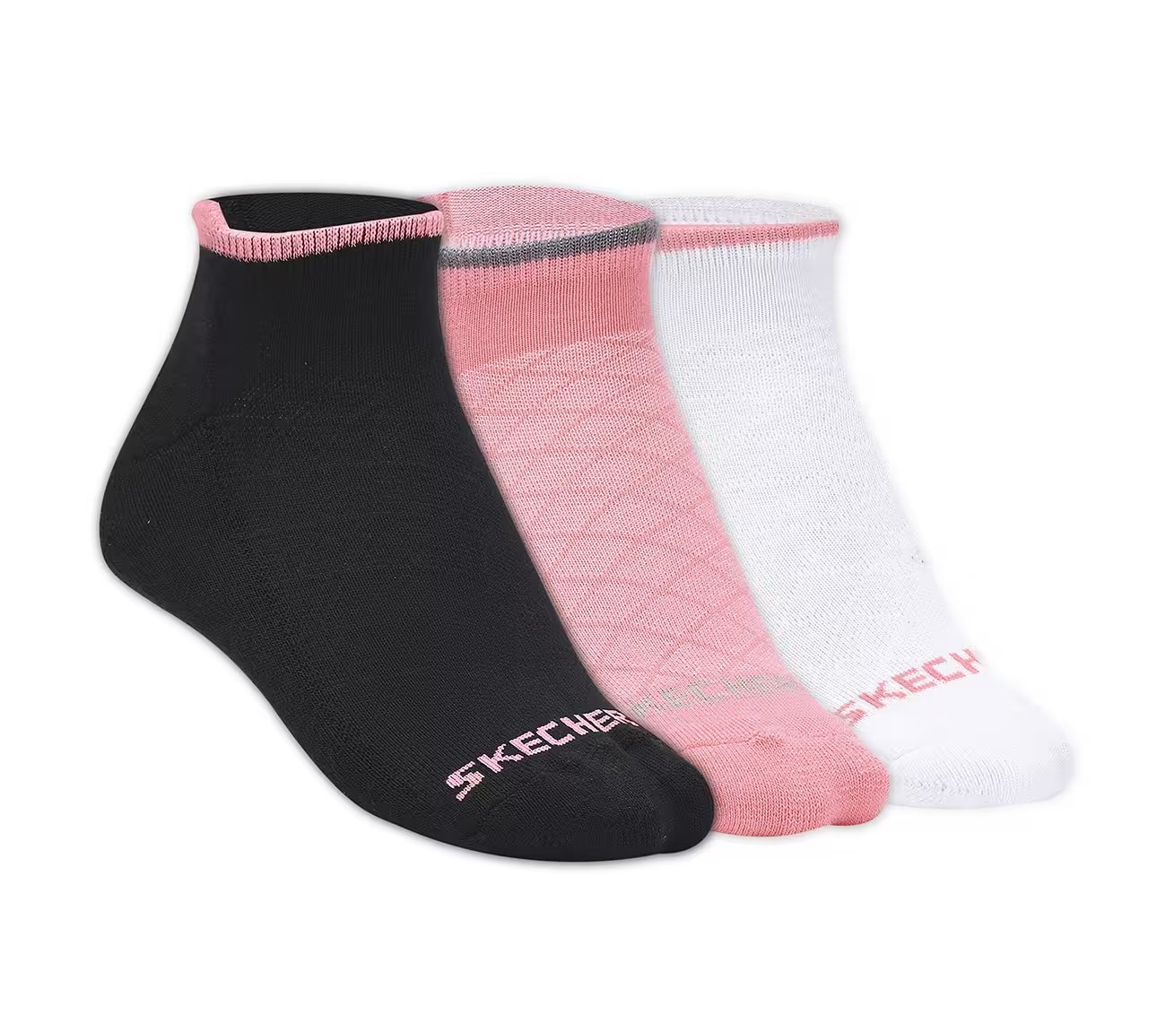 3 Pack of Womens Half Terry Low Cut Socks, WHITE/BLACK/CORAL Accessories Lateral View