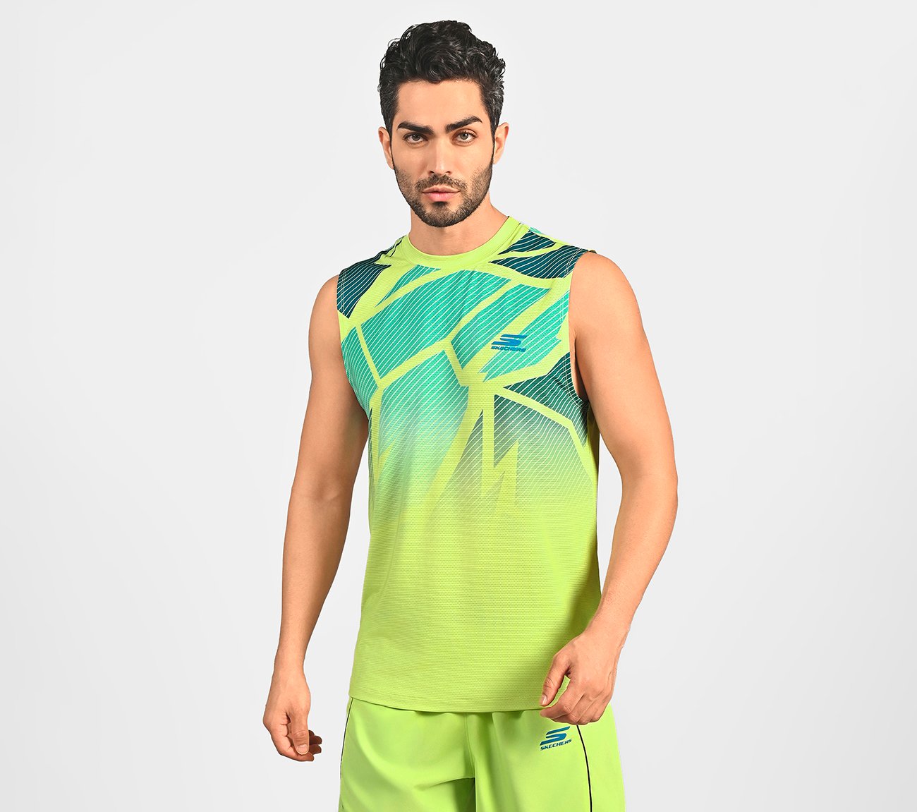 SKECHERS PICKLEBALL TANK, LIME Apparel Lateral View