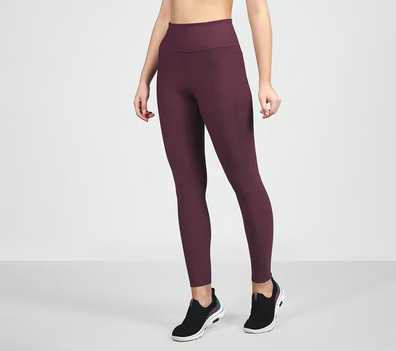 GOFLEX RIB FL HW LEGGING, BURGUNDY/PINK Apparel Top View