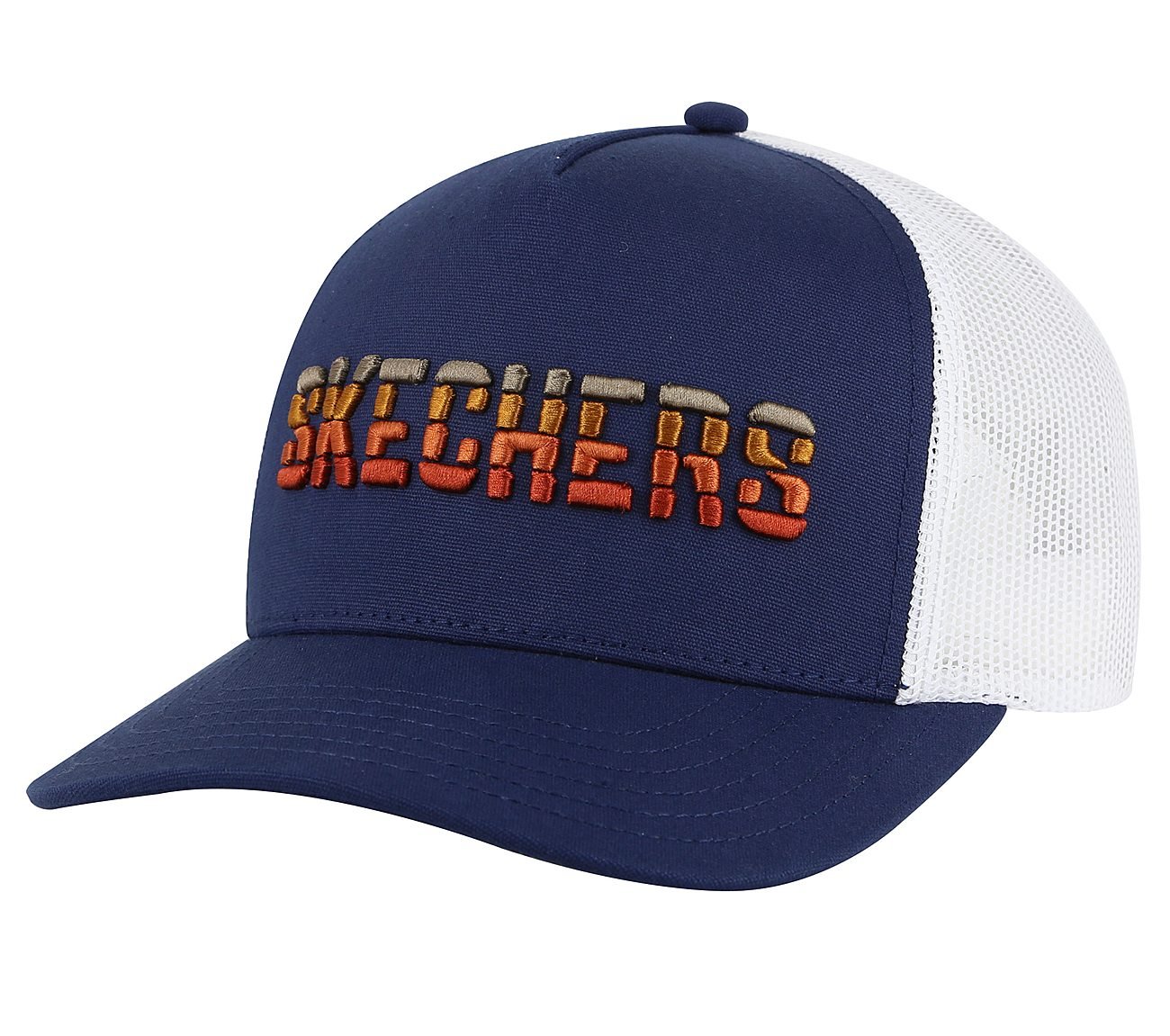 TEXTURED LOGO TRUCKER HAT, CHARCOAL/NAVY Accessories Lateral View