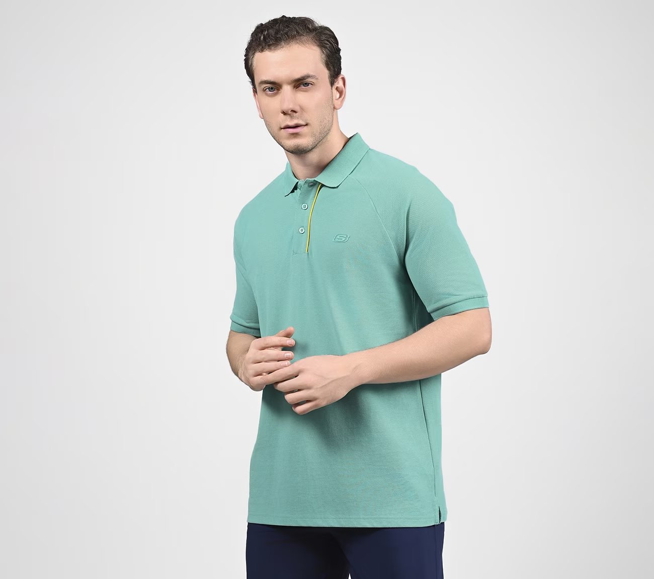 OASIS TIPPING POLO, TURQUISE Apparel Top View