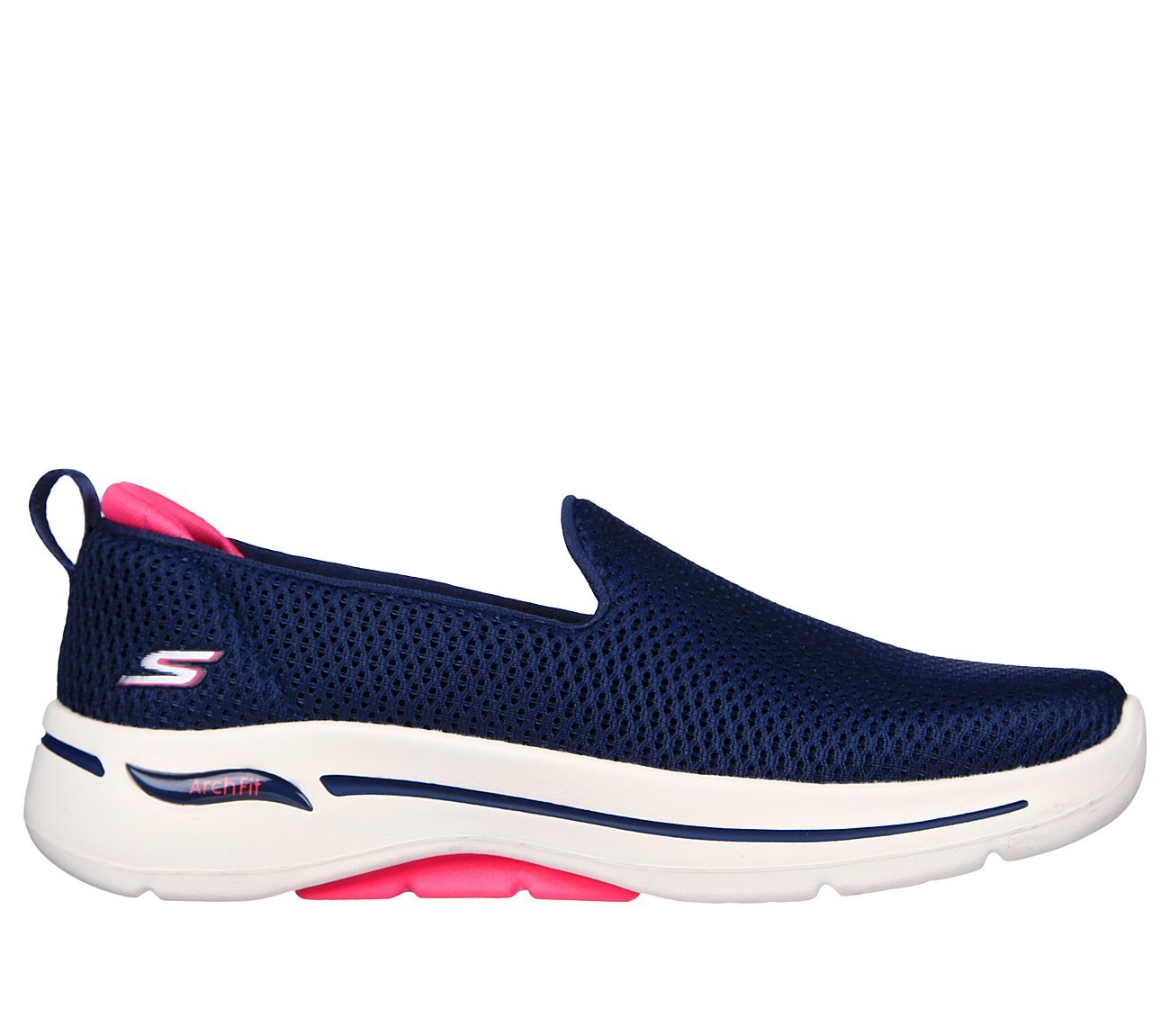 GO WARK ARCH FIT - HAZEL, NAVY/HOT PINK Footwear Lateral View