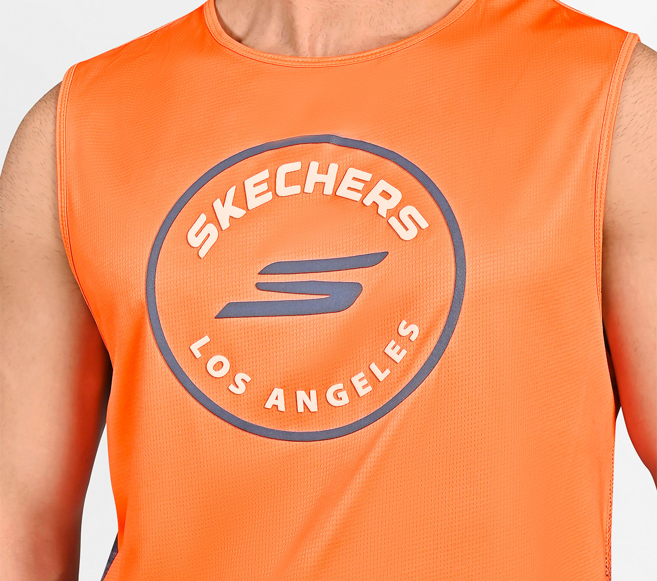 MENS SOCCER PERFORMANCE TANK, TAUPE/ ORANGE Apparel Right View