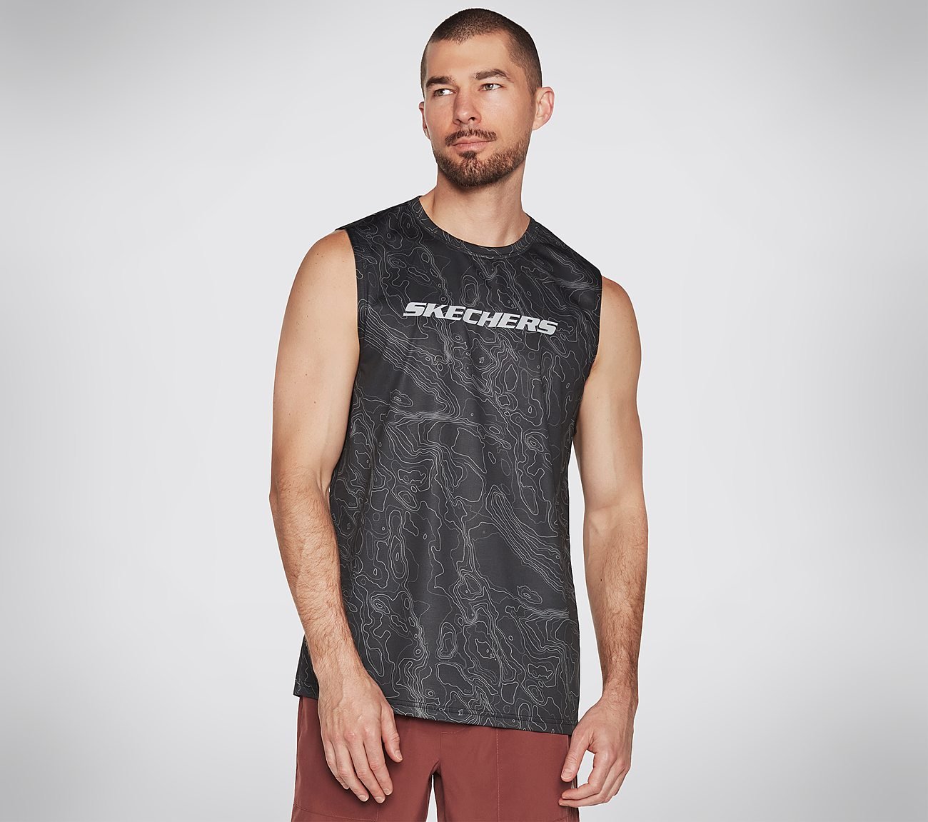 ON THE ROAD TOPO TANK, BLACK/OLIVE Apparel Lateral View