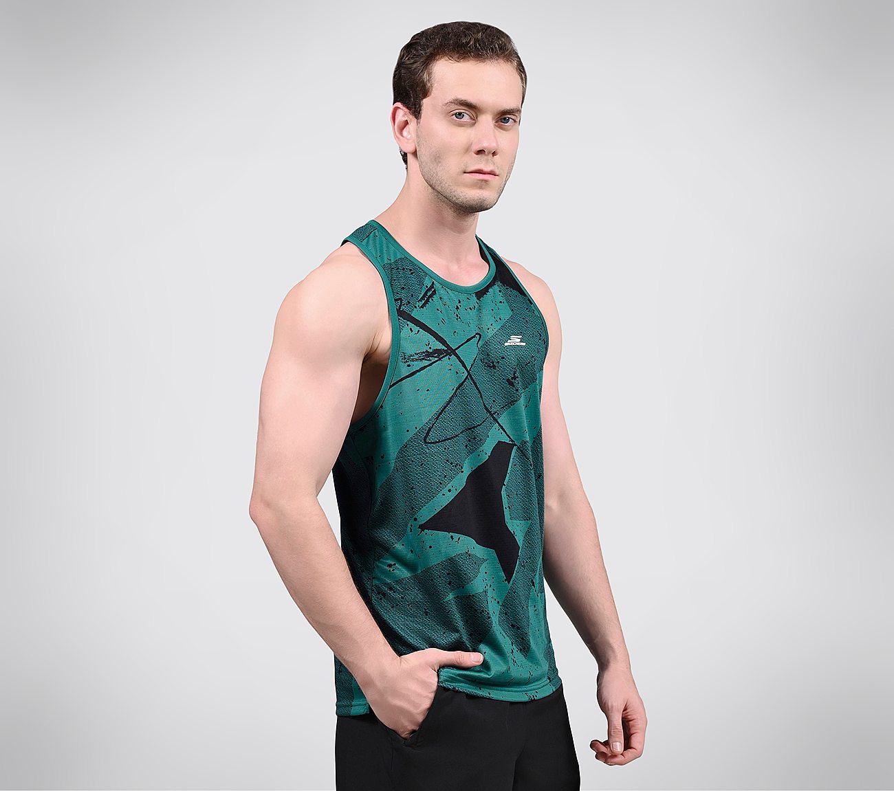 FIRFLY AOP TANK, TEAL/BLUE Apparel Bottom View