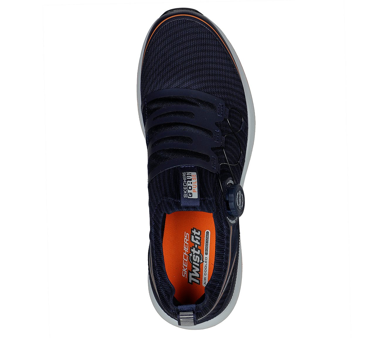 GO RUN PULSE, NAVY/ORANGE Footwear Top View