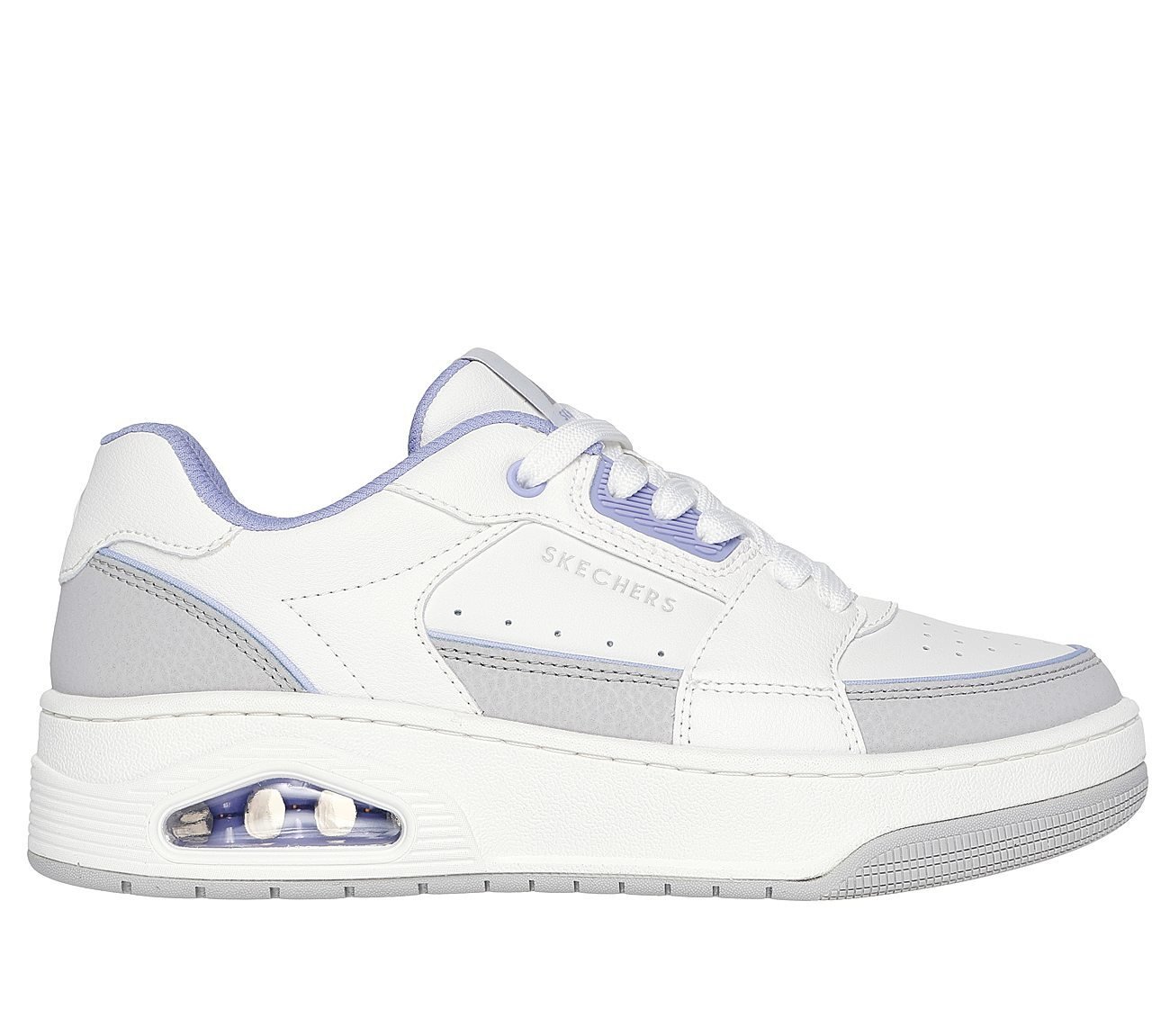 UNO COURT - COURTED STYLE, WHITE/LAVENDER Footwear Lateral View