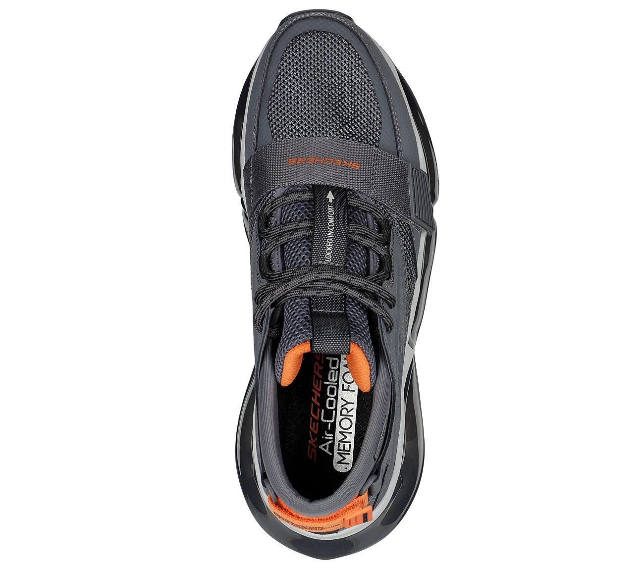 AIR CUSHIONING MEGA, CHARCOAL/ORANGE Footwear Top View