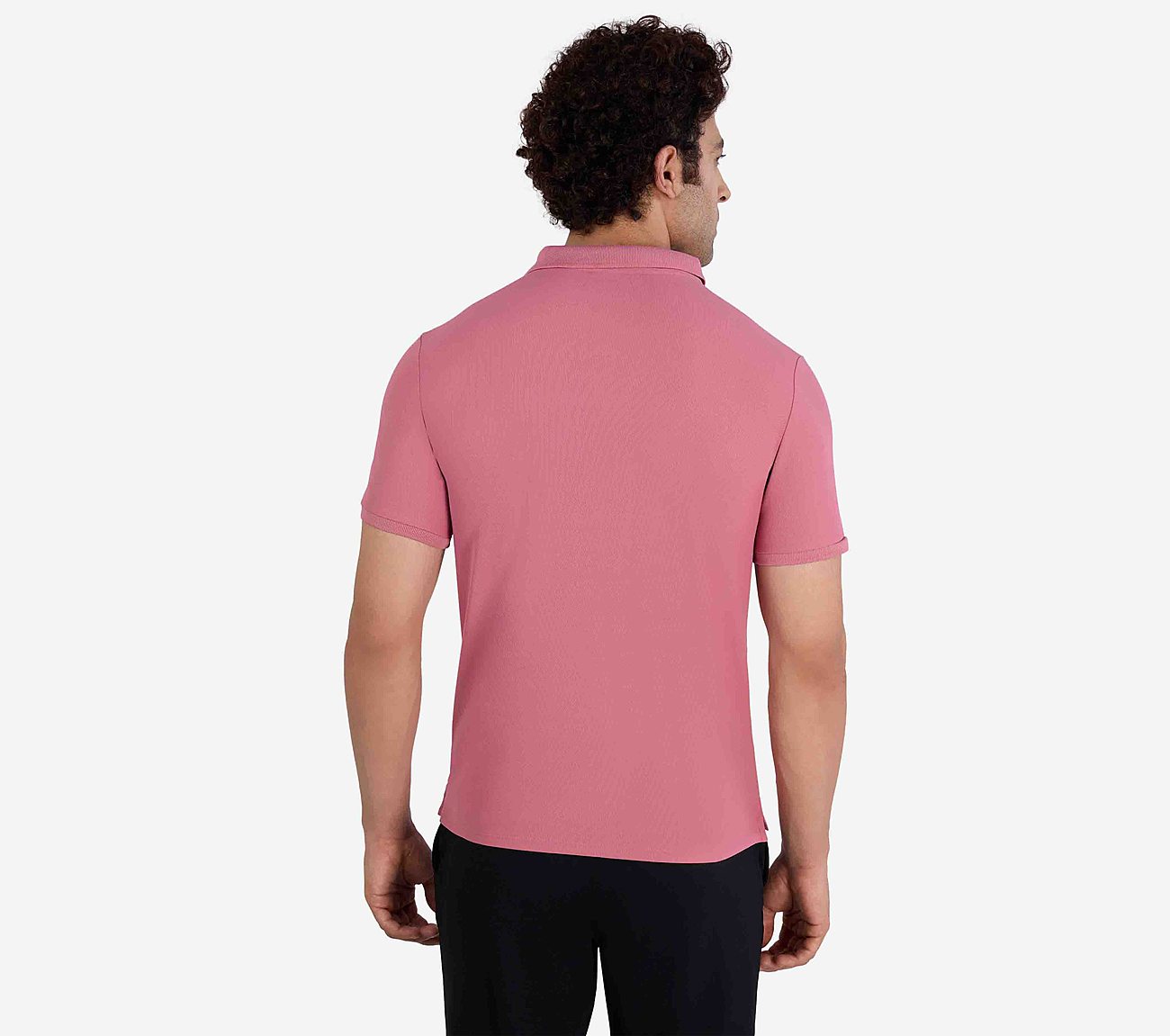 MENS PERFORMANCE POLO, CHARCOAL/CORAL Apparel Bottom View