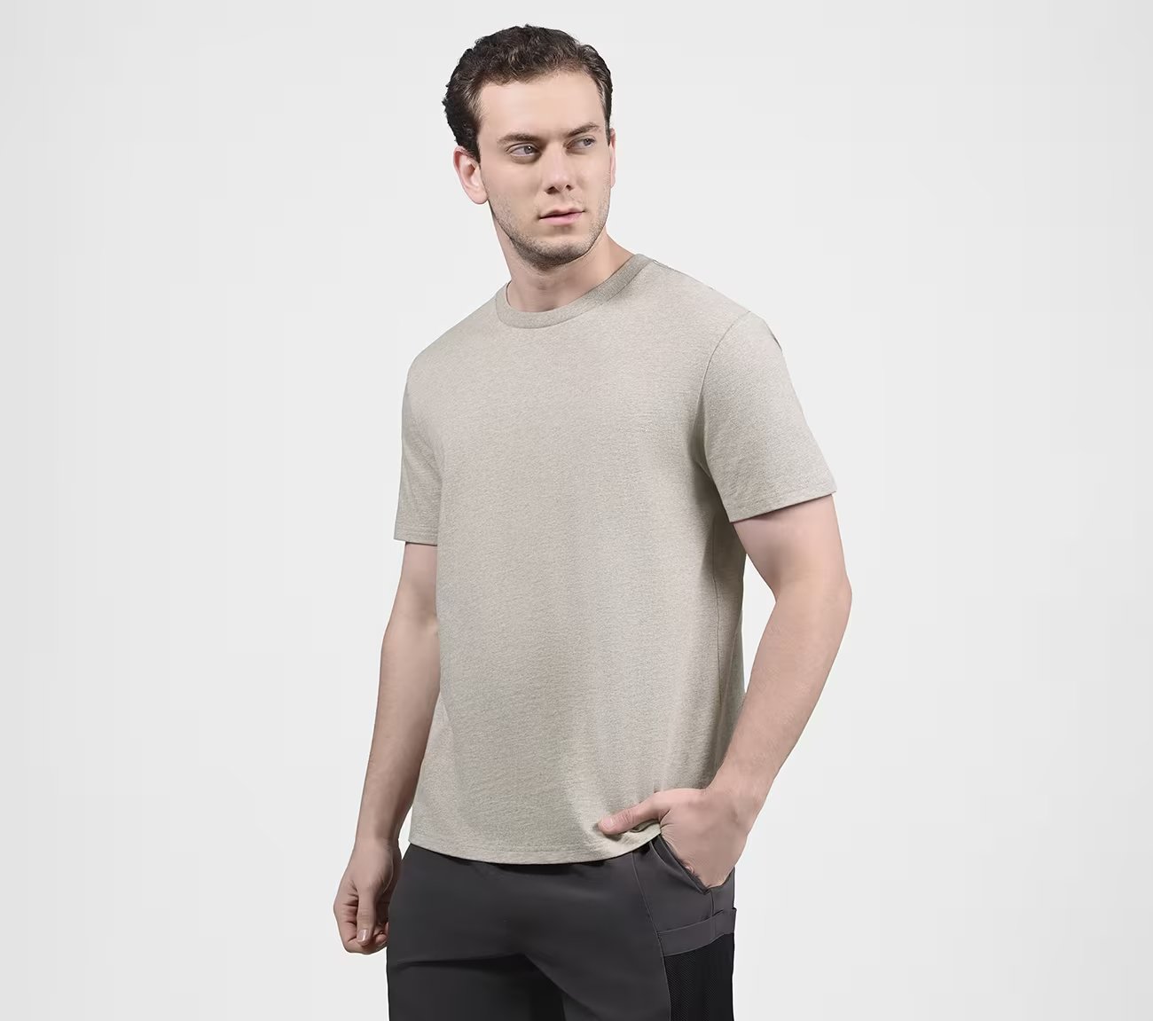 SKECHJERSEY MAX SS TEE, WALNUT HEATHER Apparel Top View