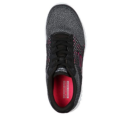 GO WALK SMART-INFLUENCE, BLACK/HOT PINK Footwear Top View