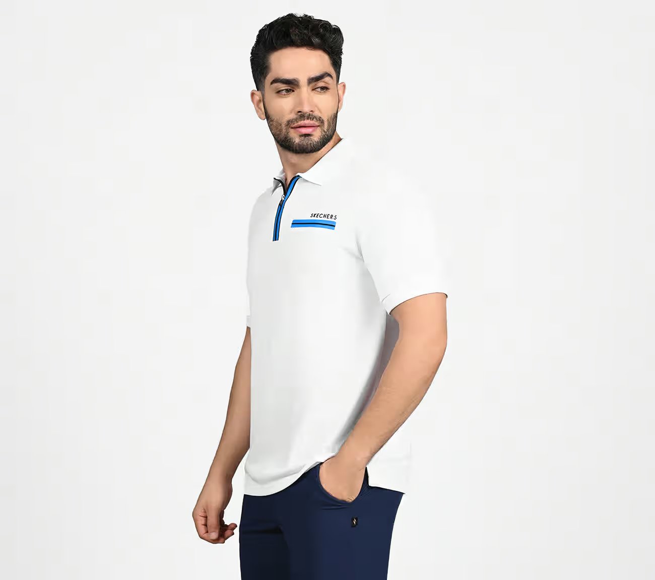 OASIS TWILL PLACKET POLO, WWWHITE Apparel Top View