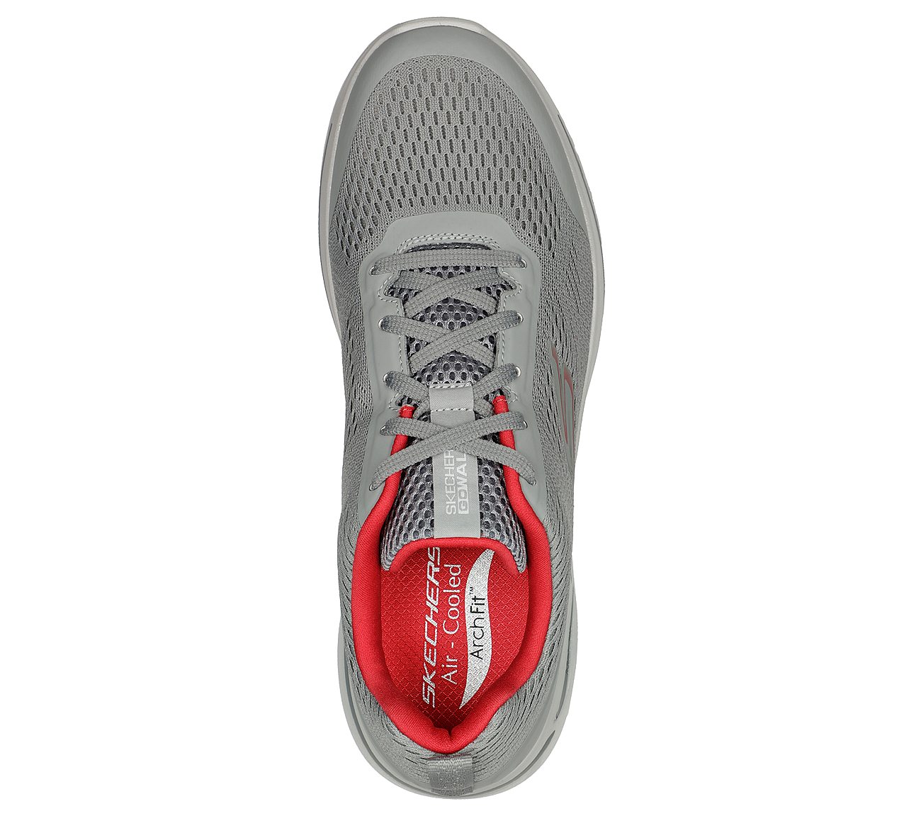 Skechers Grey/Red Go Walk Arch Fit Idyllic Lace Up Shoes For Men Style ...