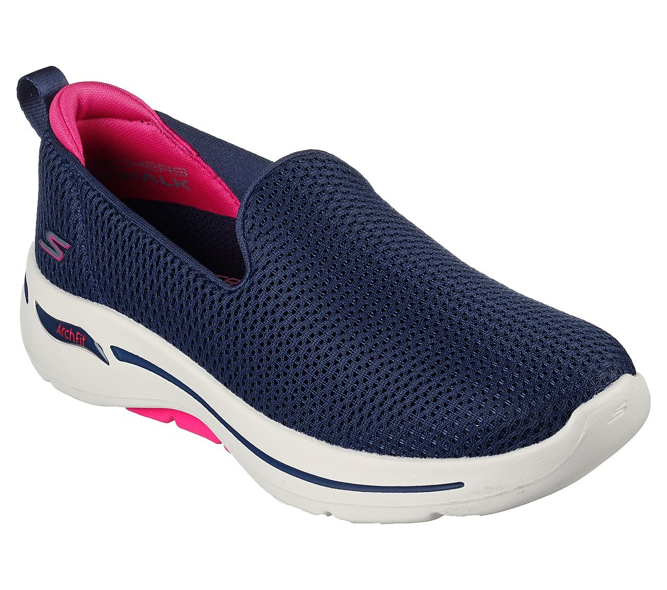 GO WARK ARCH FIT - HAZEL, NAVY/HOT PINK Footwear Right View