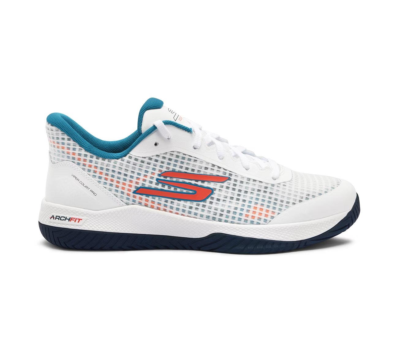 Skechers Viper Court Pro - Pickleball, WHITE/TURQUOISE Footwear Lateral View