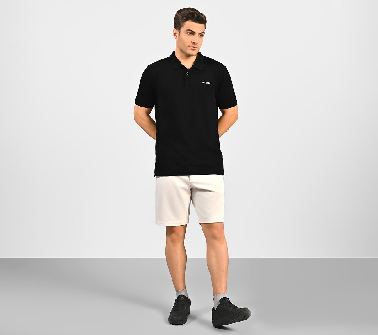 MENS CORE POLO, BLACK Apparel Right View