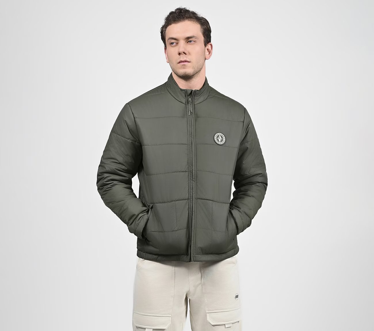 PUFFER FZ JACKET, OLIVE Apparel Lateral View