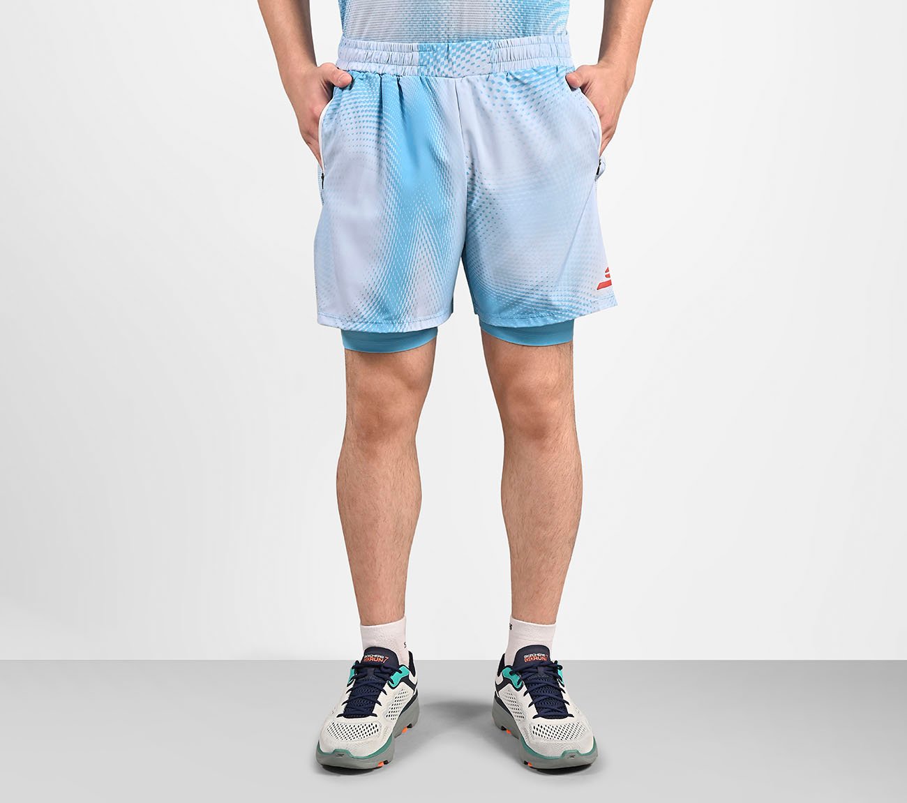 SKECHERS MENS SOCCER 2-IN-1 SHORTS,  Apparel Lateral View