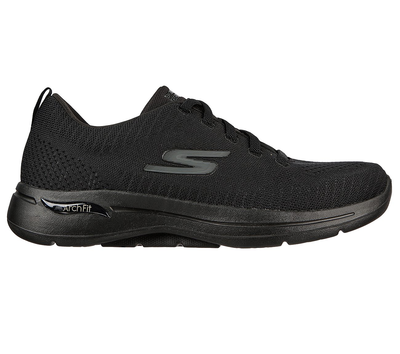 Skechers Black Go Walk Arch Fit Gra Lace Up Shoes For Men Style ID ...