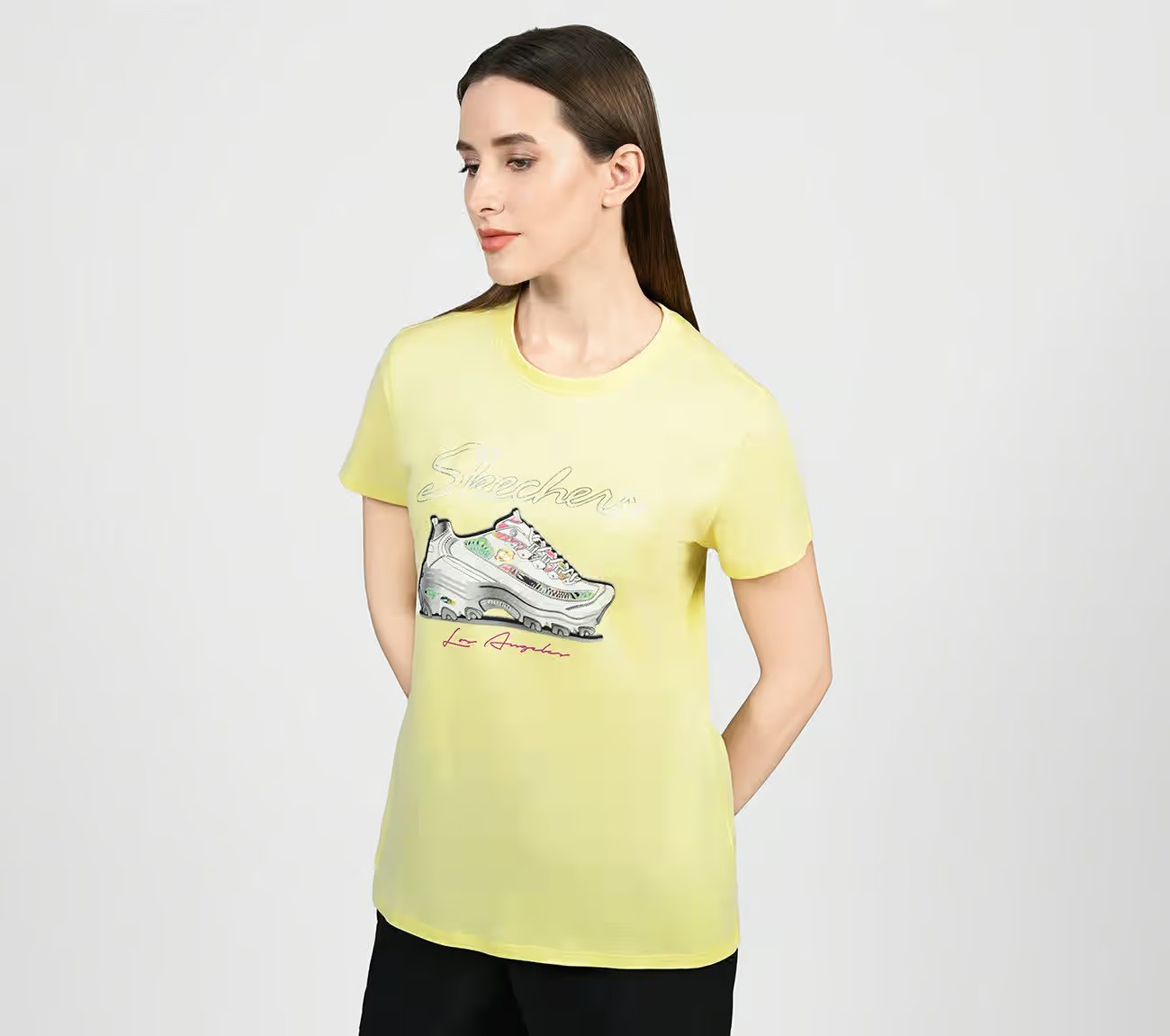 AD SKX SHOE TEE, WHITE/BLUE/YELLOW Apparel Top View