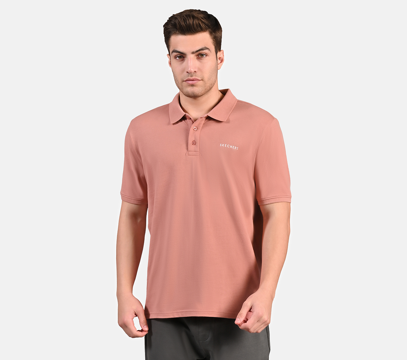 MENS CORE POLO, BLK/PINK/ORANGE Apparel Lateral View