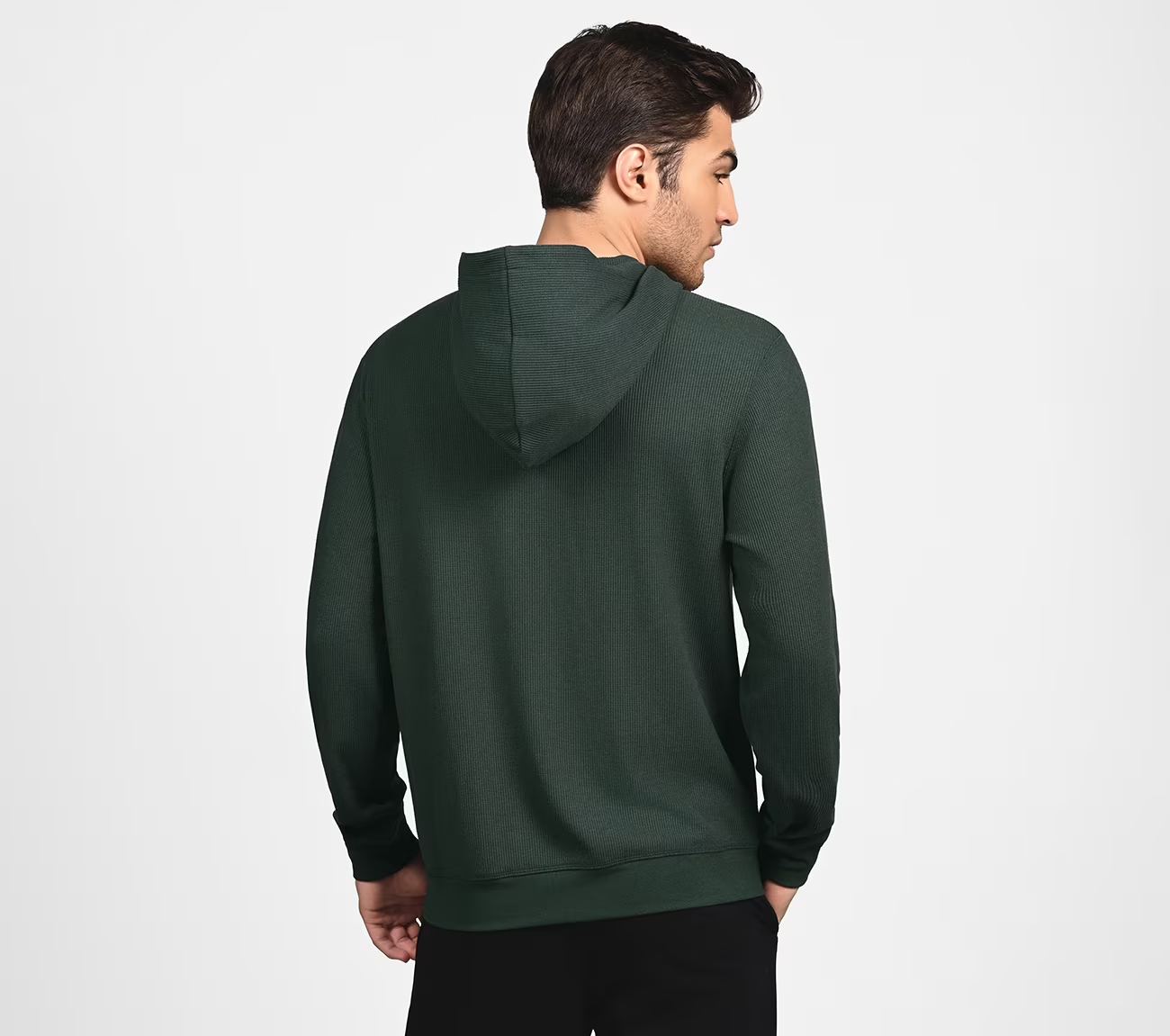 GOKNIT WAFFLE HOODIE, GREEN Apparel Left View