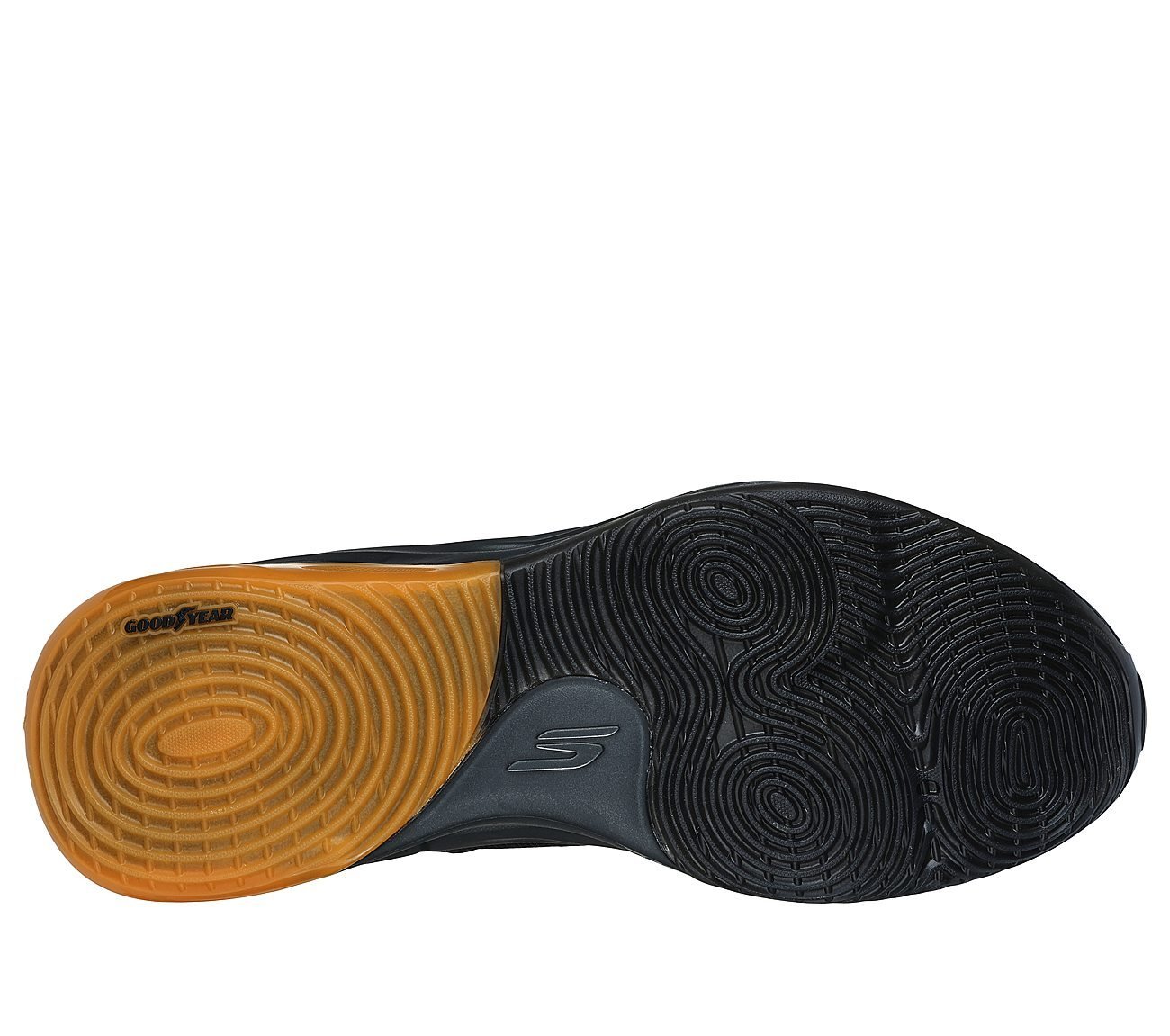 SKX FLOAT-Basketball, BLACK/ORANGE Footwear Bottom View