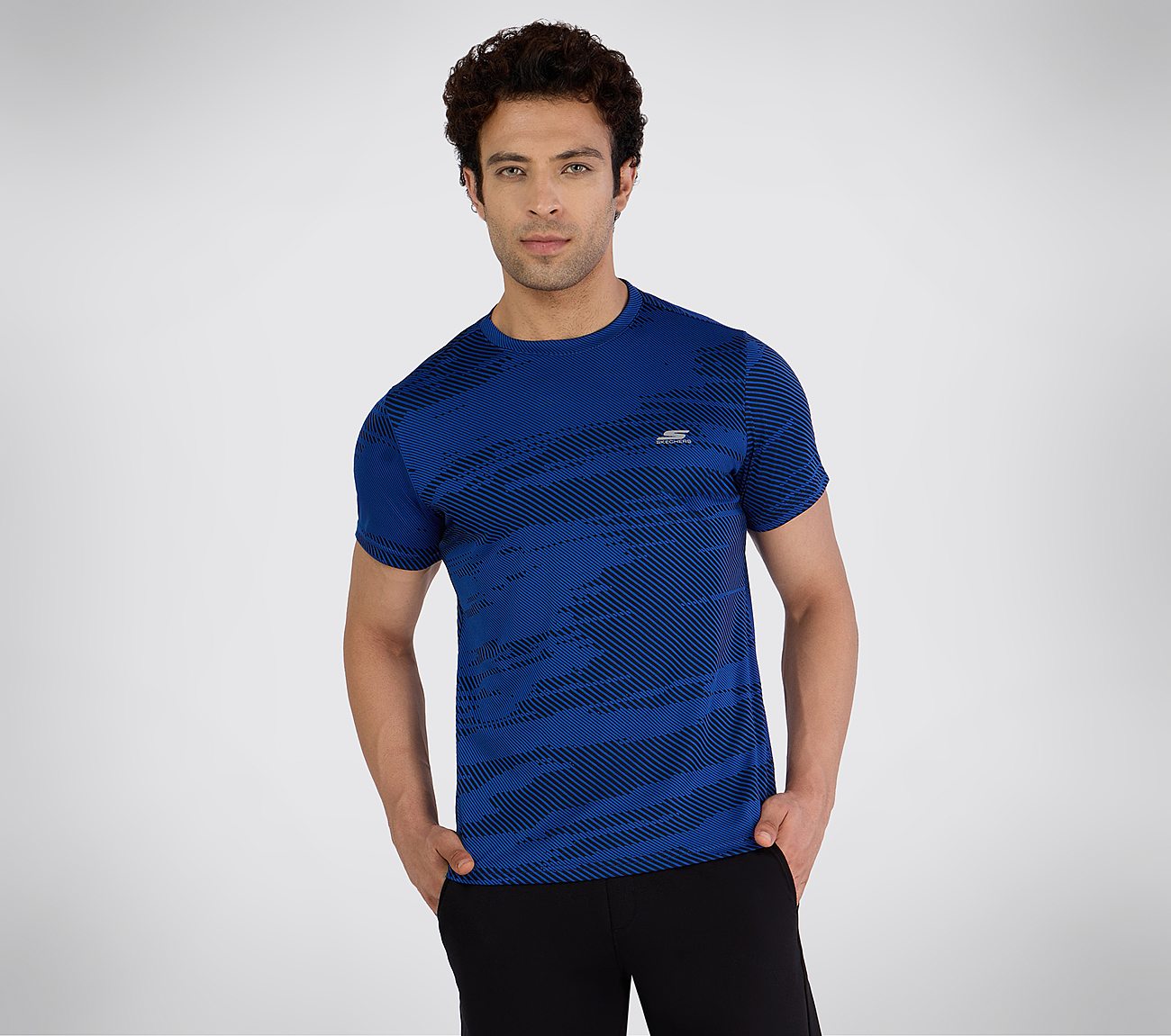 SS SKECHERS JACQUARD T-SHIRT, ROYAL Apparel Left View