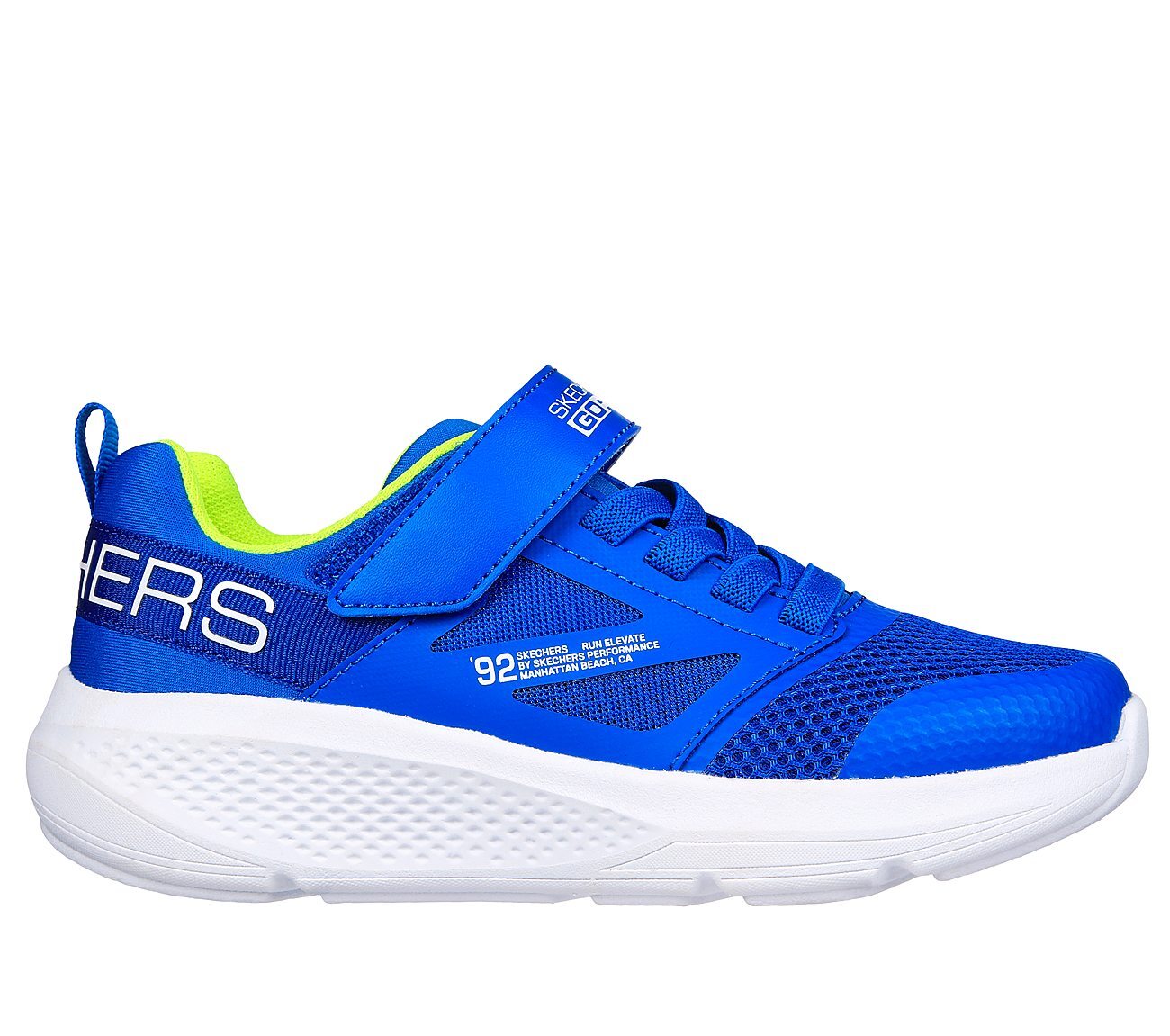 GO RUN ELEVATE, BLUE/LIME Footwear Lateral View